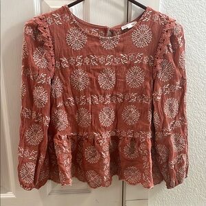 Blu Pepper Pink Lace Peplum Blouse